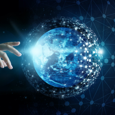 Hand of touching global network connection and data exchanges on the planet earth background, Elements of this image furnished by NASA (Hand of touching global network connection and data exchanges on the planet earth background, Elements of this imag